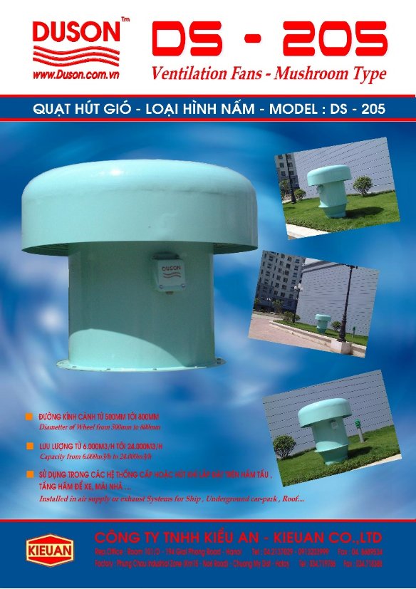 Quạt hút tầng hầm - Loại hình nấm